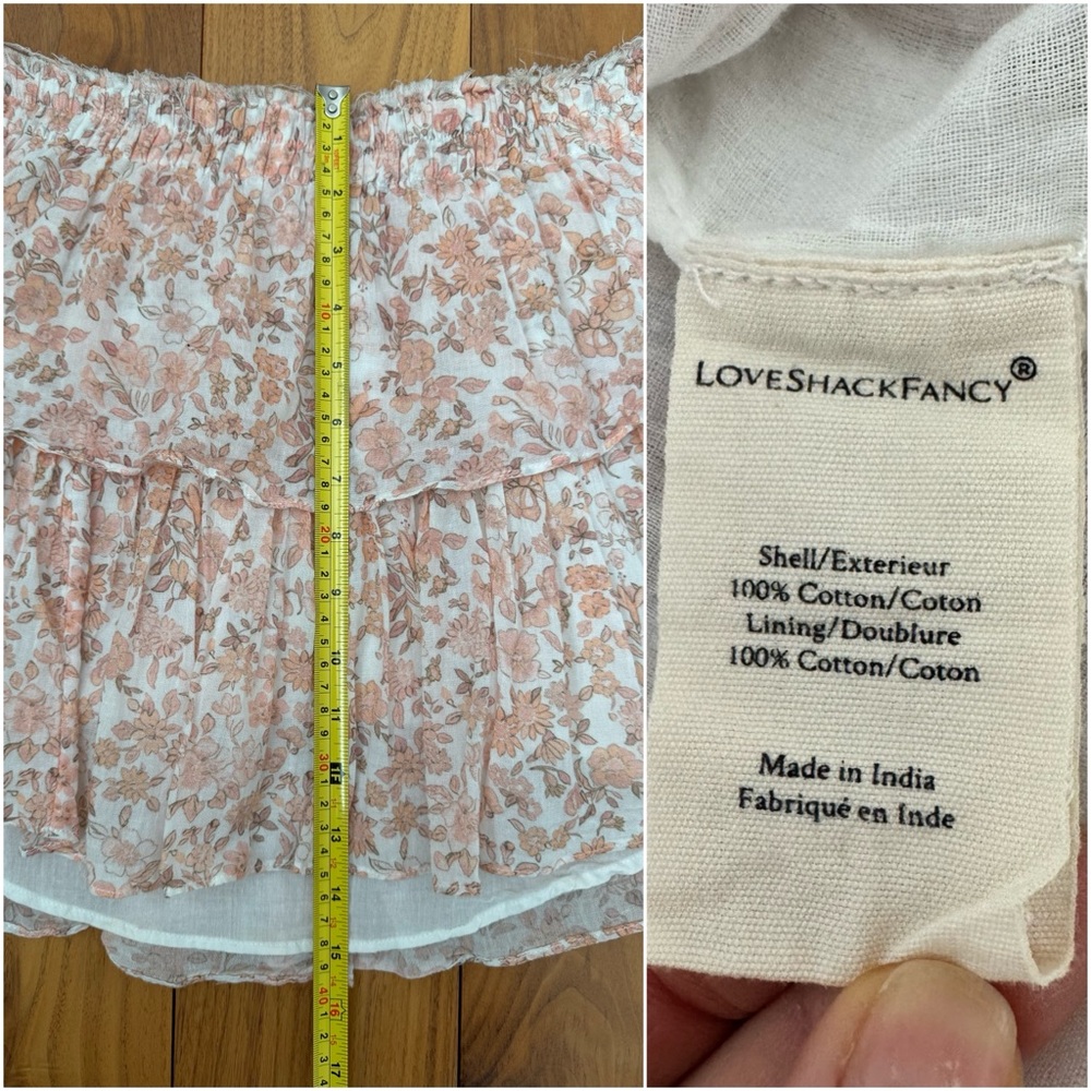 Love Shack Fancy Cotton Tiered Dorin Ruffle Mini Skirt in Vanilla Foam Size S - Picture 15 of 16